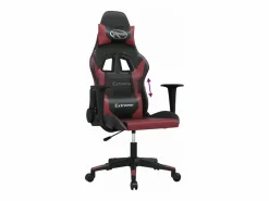 Clicnbuy piezas Silla gaming de masaje cuero sintético negro y vino tinto