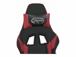 Clicnbuy piezas Silla gaming de masaje cuero sintético negro y vino tinto