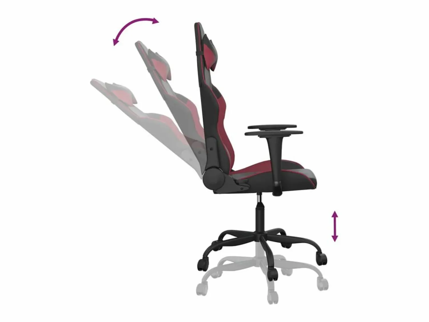 Sale piezas Silla gaming de masaje cuero sintético negro y vino tinto Silla Gaming