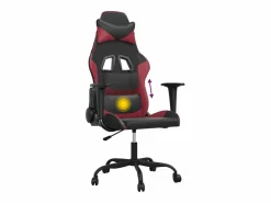 Sale piezas Silla gaming de masaje cuero sintético negro y vino tinto Silla Gaming