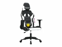 Clicnbuy piezas Silla gaming de masaje cuero sintético negro y