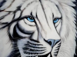 MCW Pintura al óleo León blanco pintado a mano