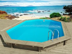 Clearance Piscina de madera " Florida " - 6,57 x 4,57 x 1,31 m + Bomba de calor reversible " Simplicity by Hayward " ON/OFF - 5 kW - Blanco Piscina De Madera