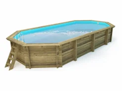 Sale Habitat et jardin Piscina de madera " Sevilla " - 8,57 x 4,57 x 1,45 m + cubierta de burbujas de 180 µ + cubierta de invierno de 280 gr/m² Marru00f3n
