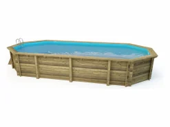 Sale Habitat et jardin Piscina de madera " Sevilla " - 8,57 x 4,57 x 1,45 m + cubierta de burbujas de 180 µ + cubierta de invierno de 280 gr/m² Marru00f3n