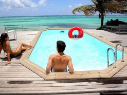 Habitat et jardin Piscina de madera "Córdoba" - 3,48 x 2,15 x 1,18 m + minibomba de calor de 3,5kW - Metal - Gris