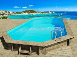 Outlet Piscina de madera "Ibiza" - 8.57 x 4.57 x 1.31 m - Bomba de calor 5 kW/45 m3 Piscina De Madera