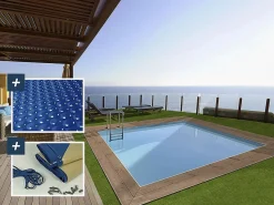 Online Habitat et jardin Piscina de madera rectangular "Maldivas" - 3,20 x 3,20 x 1,24 m + cubierta de burbujas de 180 µ - cubierta de invierno de 280 g/m². Marru00f3n