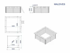 Online Habitat et jardin Piscina de madera rectangular 