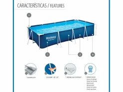 Best Piscina Desmontable Rectangular Steel Pro 400x211x81 cm con Depuradora de Cartucho de 1.249 l/h Color Piscina Tubular