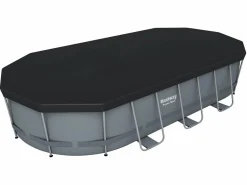 Bestway Piscina Desmontable Tubular Power Steel Oval 549x274x122 cm con Depuradora Cartucho 5.678 L/H con Cobertor y Escalera