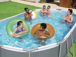 Hot Piscina Desmontable Tubular Power Steel Oval 488x305x107 cm con Depuradora Cartucho 3.028 L/H con Cobertor y Escalera Piscina Tubular