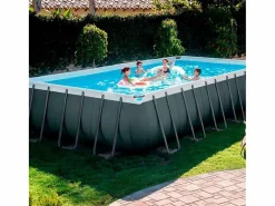 Intex Piscina desmontable Ultra XTR Frame con malla+pelota de voleibol 31805L gris 732x366 cm