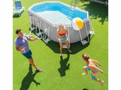 Intex Piscina elevada ovalada 503x274x122cm con bomba, escalera y accesorios Gris claro