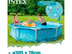 Hot Piscina Elevada Redonda Fondo Marino 28208 Beachside Metal Frame 305x76cm Piscina Tubular