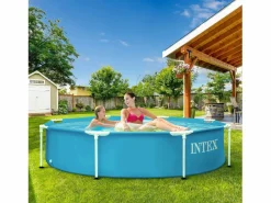 Clearance Intex Piscina familiar niños con estructura metálica sobre suelo Azul