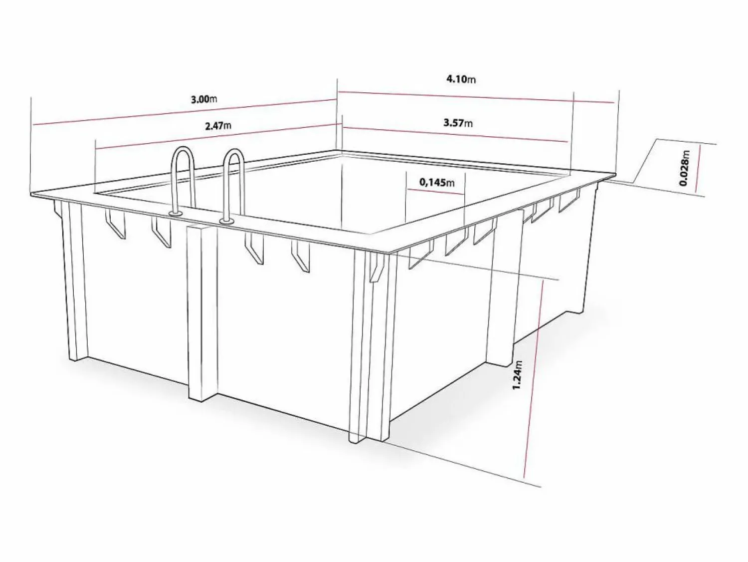 Habitat et jardin Piscina rectangular de madera "Caimanes 140" - 4,10 x 3,00 x 1,39 m