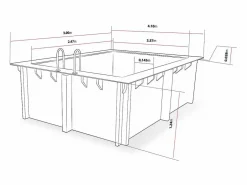 New Piscina rectangular de madera "Caimans" - 4,10 x 3,00 x 1,24 m + Mini bomba de calor 3,5kW - Metal - Gris Piscina De Madera