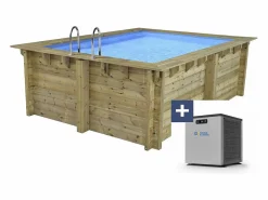 Habitat et jardin Piscina rectangular de madera "Zanzibar" - 3,50 x 2,30 x 1,24 m + bomba de calor 3,5 kw/h - Hayward - "Micro" - Negro