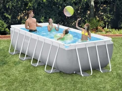 Discount Intex Piscina rectangular 400x200x100 cm sobre suelo con bomba y escalera Gris