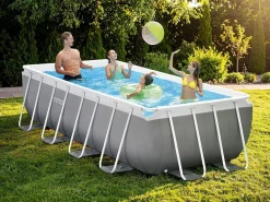 Discount Intex Piscina rectangular 400x200x100 cm sobre suelo con bomba y escalera Gris