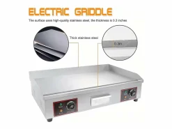 Online DripeX Placa de parrilla eléctrica de 4400W, con bandeja de recolección de aceite, 2 zonas, 300 ° C, 73x48x23cm Plateado