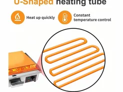 Online DripeX Placa de parrilla eléctrica de 4400W, con bandeja de recolección de aceite, 2 zonas, 300 ° C, 73x48x23cm Plateado