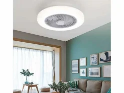 Discount Plafón ventilador Tristán Helios Home 36W luz LED 3 velocidades + control remoto Ø53x22 cm Blanco