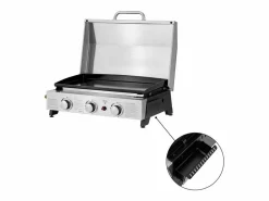 Habitat et jardin Plancha de asar a gas con 3 quemadores y tapa metálica "Fasto" - 7,5 kw - Gris
