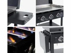 Clearance Plancha de gas 3 quemadores acero inoxidable con carrito, 12kw Plancha Cocina