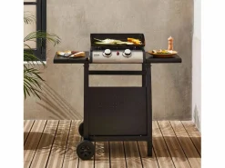 Online Sweeek Plancha de gas 2 quemadores 5kw con carrito Negro