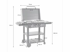 Sweeek Plancha de gas 3 quemadores acero inoxidable 12kw con carrito y