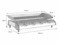 Sweeek Plancha de gas 4 quemadores de acero inoxidable con utensilios, 10kw