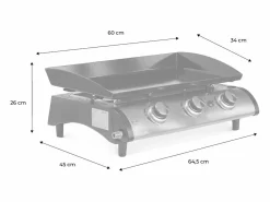 New Sweeek Plancha de gas con 3 quemadores de acero inoxidable, 7.5kw Negro