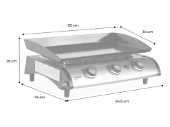 New Sweeek Plancha de gas con 3 quemadores de acero inoxidable, 7.5kw Negro