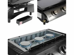 Hot Plancha de gas de 3 quemadores 7,5kw + carro Plancha Cocina