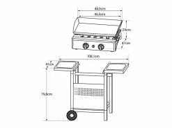 Happy Garden Plancha de gas MALA 2 quemadores 5kW + carrito
