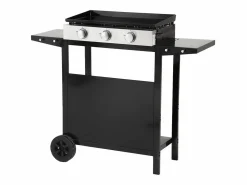 Discount Happy Garden Plancha de gas MÉRIDA 3 quemadores 6kW + carrito - Negro