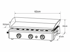Happy Garden Plancha de gas SÉVILLE 3 quemadores 7,5kW - Negro