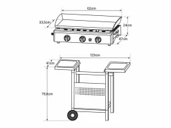 Plancha de gas SÉVILLE 3 quemadores 7,5kW + carrito Plancha Cocina