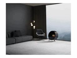 Planika - Chimenea de bioetanol de pared y suelo sin ventilación BEV, con burbujas, control remoto, de acero, para pared y suelo Negro
