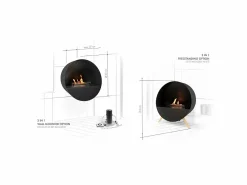 Planika - Chimenea de bioetanol de pared y suelo sin ventilación BEV, con burbujas, control remoto, de acero, para pared y suelo Negro