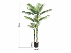 DripeX Planta artificial al aire libre con maceta, palmera 180 cm, 3 troncal y 18 hojas, decoración sala de estar dormitorio patio de la oficina del patio de la oficina