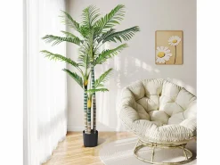 DripeX Planta artificial al aire libre con maceta, palmera 180 cm, 3 troncal y 18 hojas, decoración sala de estar dormitorio patio de la oficina del patio de la oficina