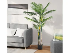DripeX Planta artificial al aire libre con maceta, palmera 180 cm, 3 troncal y 18 hojas, decoración sala de estar dormitorio patio de la oficina del patio de la oficina