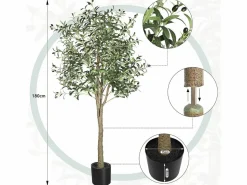 Best Planta artificial de oliva de 180 cm, decoración de plantas s falsas, removible, para el jardín de balcón de salón de dormitorio de la casa Planta Artificial
