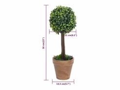 Plantas de Boj Artificiales 2 piezas con Macetas Bola 56 cm