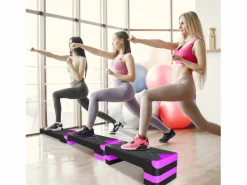 Clearance Plataforma de ejercicios aeróbicos ajustable, de polietileno, color morado, con reposapiés antideslizantes (68,5 x 28 x 10 cm) Aparato De Musculación
