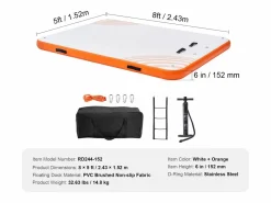 New Plataforma Flotante Inflable SucceBuy, 243×152 cm, Plataforma con Escalera Deportes Náuticos