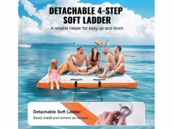 New Plataforma Flotante Inflable SucceBuy, 243×152 cm, Plataforma con Escalera Deportes Náuticos